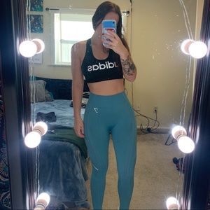 High Waisted Blue Gymshark Flawless Knit Leggings